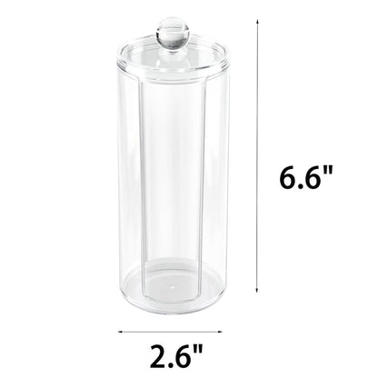 Acrylic Cotton Rounds Holder with Lid for Vanity, Facial Makeup Remover Pads Organizer, Clear Round Cosmetic Storage Display Cases