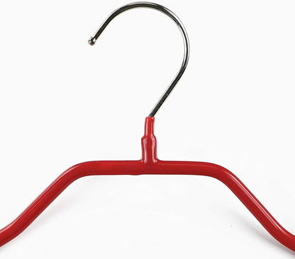Mawa by Reston Lloyd BodyForm Series Non-Slip Steel Clothes Hanger with Shoulder Support & 2 Strong Clips for Pants or Skirts, Style 42/LK, Red, Set of 50