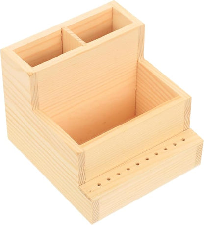 Nail Drill Bits Holder Wooden 10 Holes Manicure Bit Display Stand Nail Art Polishing Grinding Drill Bit Organizer for Makeup Organizer Drill Bit Log Small Pencil Holder Office