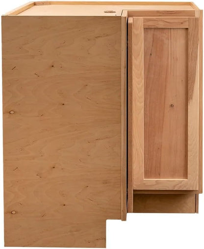 Quicklock RTA (Ready-to-Assemble) | Base Kitchen Cabinets - Shaker Style | Made in America (Raw Hickory, 18" D x 30" W x 34.5" H Lazy Susan)
