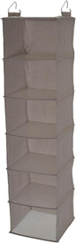 Household Essentials 6 Shelf Hanging Closet Organizer, Hanging Closet Shelf, Fabric Poly Linen and PEVA Shelving