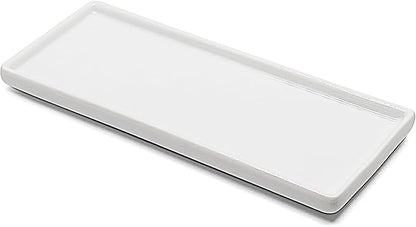 9.2" Porcelain Small Bathroom Tray, Ceramic Countertop and Vanity Tray for Cosmetics, Perfume, Jewelry, Candle - Kitchen Soap Tray for Kitchen Counter (White)