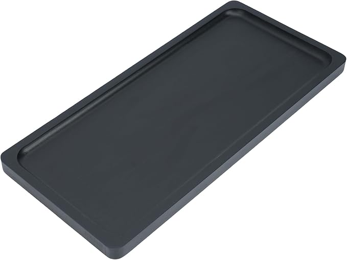 Bamboo Vanity Tray Bamboo Counter Storage Tray Rack for Organizing Decor Display Toilet Tank Top Pallet Black Tray Rack 11.8 x 6 x 0.7in
