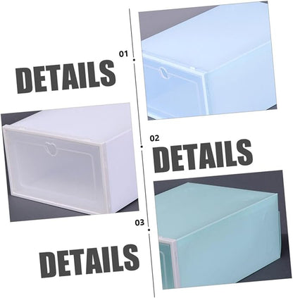 PRETYZOOM 4Pcs Capacity Transparent Thickened Plastic Storage Case with Clamshell Design Drawer Type Shoes Container Shaped Lid for Seasonal Shoe Organization Dust