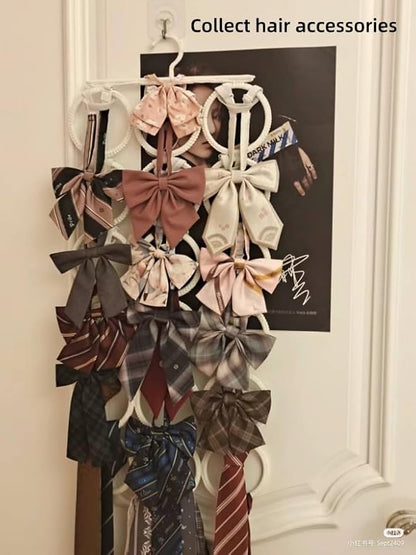 18 Circles Scarf Hanger for Multiple Scarves,Hijab Hangers for Closet for Scarves, Belt Organizer for Closet,Towels,Hijab and Tie, Foldable Hanger (1, White)