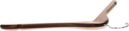 Quality Semi Curved Wooden Suit Hangers, 80-Pack Smooth Finish Solid Wood Coat Hanger with Swivel Hook, Jacket, Pant, Dress Clothes Hangers (Walnut - Chrome Hook, 80)