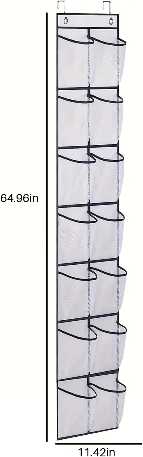 2 Pcs Over The Door Shoe Organizer 14 Large Pocket Hanging Shoe Rack for Closet Organizers And Storage, White