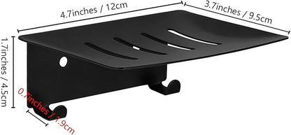 Soap Dish for Shower, 4 Slot Self-Adhesive Soap Holder for Bathroom, Wall Mounted Shower Soap Holder with Hook, Stainless Steel Soap Tray Black