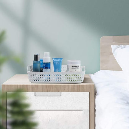 A4 Paper Tray, Plastic Storage Basket Trays, White, Set of 6