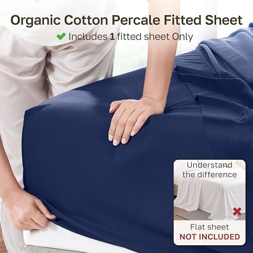 California Design Den 100% Organic Cotton Cal King Fitted Sheet Deep Pocket - Image 2