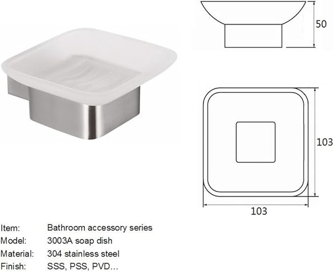 QT Modern Bathroom Soap Dish - Extremely Stylish Made from 304 Brushed Stainless Steel - Water and Rust Proof, Wall Mounted, Easy to Install