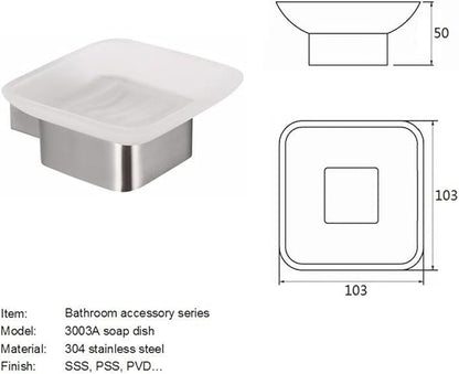 QT Modern Bathroom Soap Dish - Extremely Stylish Made from 304 Brushed Stainless Steel - Water and Rust Proof, Wall Mounted, Easy to Install