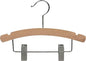 Wooden Kids Combo Hanger w/Adjustable Cushion Clips, Box of 50 12 Inch Wood Top Hangers w/Natural Finish & Chrome Swivel Hook for Childrens Clothes