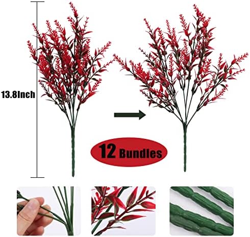 RECUTMS 12 Bundle Artificial Flower Outdoor Fake Red Flowers for Decoration - Image 2
