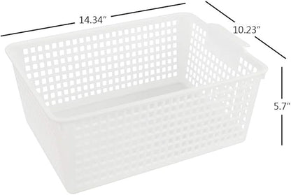 Kiddream Set of 3 White Storage Bins Plastic Baskets For Organizing