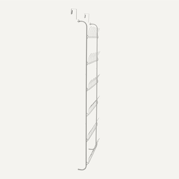 Amazon Basics Over the Door Metal Shoe Rack, 18 Pair Capacity, Space Efficient, Powder-Coated for Rust Resistance, White
