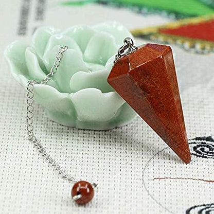 Faceted Mixed gemstone crystal pendulum point reiki chakra pendant bead Chain 6''