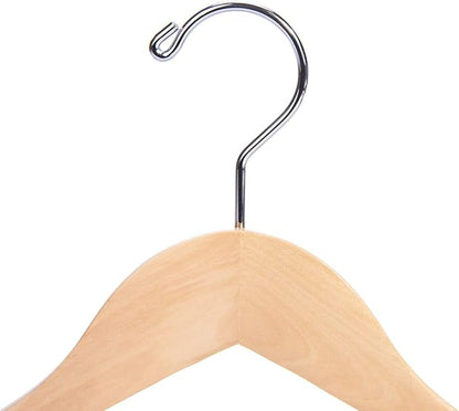 Nature Smile Wooden Suit Coat Hangers 16 inch Wood Jacket Outerwear Shirt Hangers Anti Slip Bar with Screw 6 Pack (Natural)