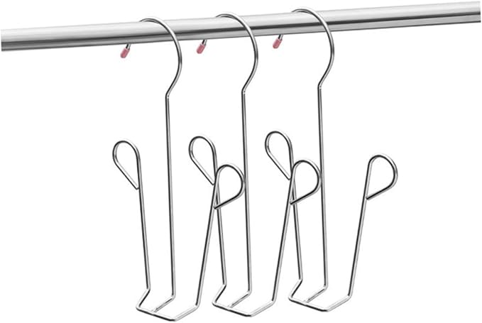 Cabilock Stainless Steel Hanging Shoe Organizer Rack U-Shaped Multi-Function Slippers Drying Hanger for Balcony and Closet, 5pcs with Plastic Caps Random Color Random Color