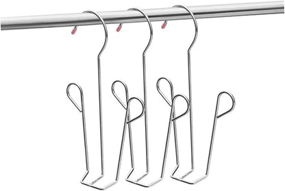 Cabilock Stainless Steel Hanging Shoe Organizer Rack U-Shaped Multi-Function Slippers Drying Hanger for Balcony and Closet, 5pcs with Plastic Caps Random Color Random Color