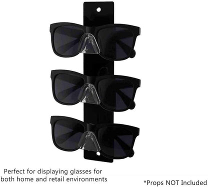 Glasses Holder 3 Tier Holder Black Acrylic Back Clear Nose Wall Mount with Hanging Hardware Retail Locations Space Saver Organizer Storage Hanger Warehouse Eyeglasses Safety by Marketing Holders