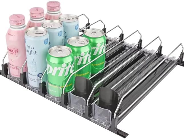 Soda Can Dispenser for Refrigerator, Plastic Automatic Drink Dispenser That Accommodates Up to 25 Cans, Designed with 5 Rows.