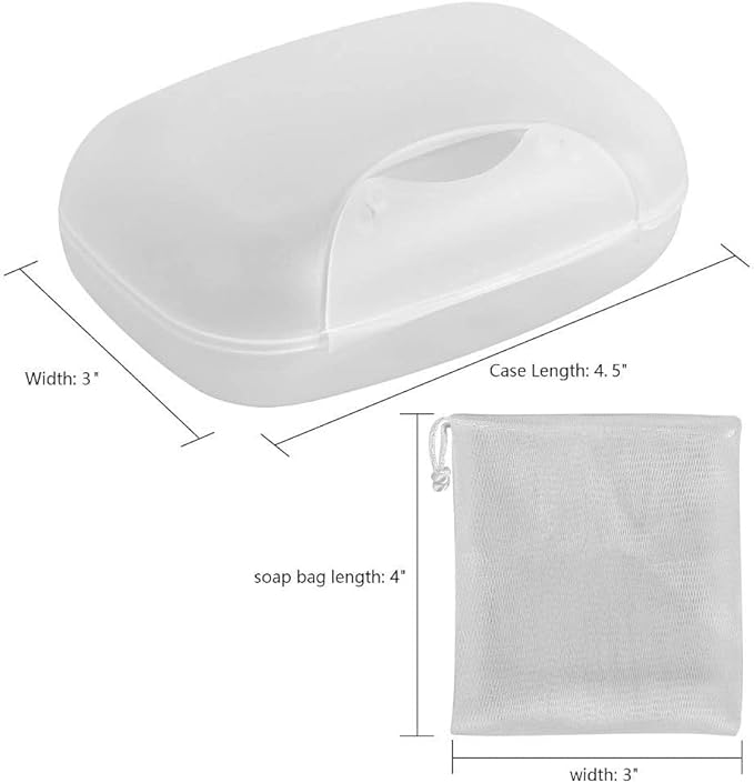 Soap Holder Container, Portable Bar Soap Saver Scrubber Case for Bathroom and Kitchen (Transparent)