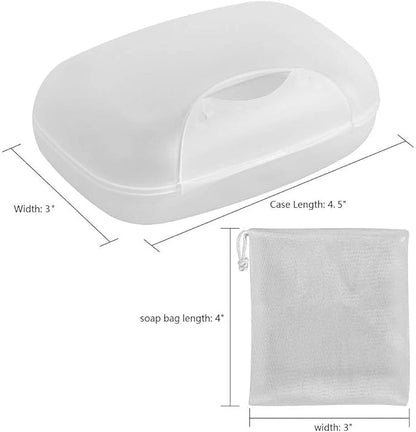 Soap Holder Container, Portable Bar Soap Saver Scrubber Case for Bathroom and Kitchen (Transparent)