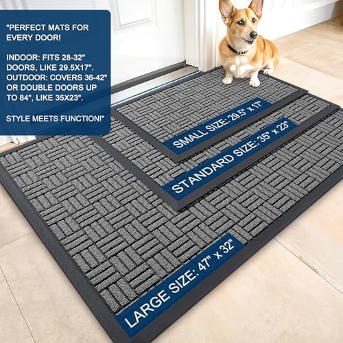 OLANLY Front Door Mat Outside Entrance 33x21, Heavy-Duty Rubber Doormat - Image 2
