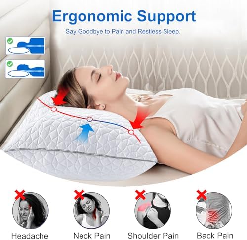 Cooling Shredded Memory Foam Pillows Standard Size Set of 2, 20 x 26 in - Image 5