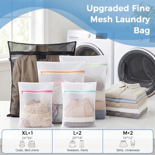 BAGAIL Laundry Bags Mesh Wash Bag for Intimates Lingerie and Delicates, 5Pcs (1XL,2L,2M) (Pack of 2) - Image 2