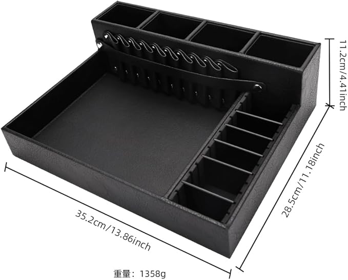 Barber Storage Box,Hairdressing Tool Holder, Multifunctional Detachable Large Storage Box, Shear Holder PU Leather Salon Scissors Holder, Hair Cutting Tools Storage Case for Barber Accessories(Large)