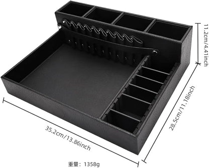 Barber Storage Box,Hairdressing Tool Holder, Multifunctional Detachable Large Storage Box, Shear Holder PU Leather Salon Scissors Holder, Hair Cutting Tools Storage Case for Barber Accessories(Large)