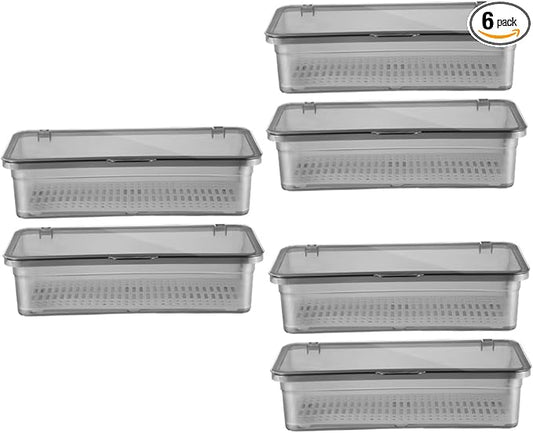 Chopsticks Storage Box with Draining Plate 6-Pack Kitchen Organizer Visible Utensil Holder for Chopsticks Spoons Forks Silverware Home Supply
