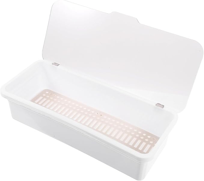 Alipis Plastic Silverware Tray with Lid, Silverware Countertop Storage Container Kitchen Cutlery and Utensil Drawer Organizer for Kitchen Flatware Spoons Forks White