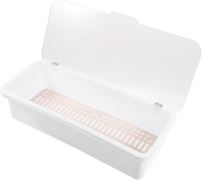 Alipis Plastic Silverware Tray with Lid, Silverware Countertop Storage Container Kitchen Cutlery and Utensil Drawer Organizer for Kitchen Flatware Spoons Forks White