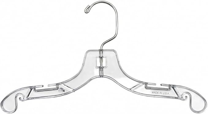 NAHANCO Children’s Plastic Shirt Hangers, Super Heavy Weight - 12" Clear (Pack of 100), Made in USA