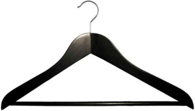 NAHANCO Executive Collection: Wooden Suit Hanger with Bar, 17.5" Black (Pack of 50)