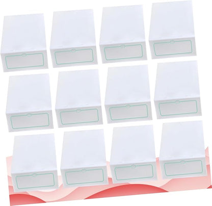 12pcs Stackable Thickened Plastic Shoes Storage Boxes with Lids Large Size White Shoe Organizer Containers for Closet and Home Storage