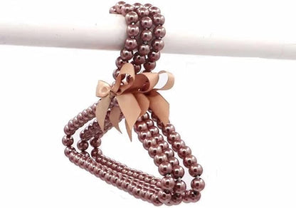 2Pcs Fashion Plastic Pearl Bow Clothes Clothing Hanger Hangers for Kids Children Pet Dog Faux Pearl Bow Clothes Hangers Plastic Pearl Beaded Bow Clothes Dress Coat Hanger