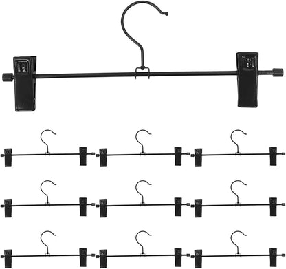 Healifty 10pcs Metal Pants Hangers Clips Heavy Duty Skirt Hangers Adjustable Clips for Pants and Skirts Rotating Hooks Sturdy Construction