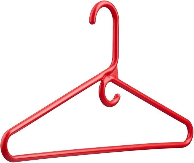DEILSY™ Red Heavy Duty Hangers with Hooks for Scarves & Belts – Thick and Strong Clothes Hangers for Shirts, Jackets, Pants, and Dresses – Space-Saving Plastic Hangers – Pack of 50