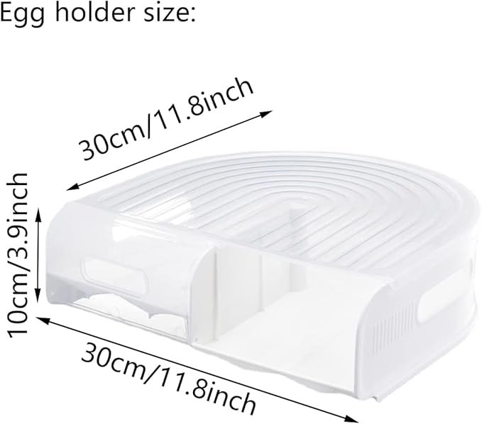 Stackable, Clear Plastic Egg Container with Lid - Rolling Refrigerator Organizer Bins for Eggs