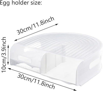 Stackable, Clear Plastic Egg Container with Lid - Rolling Refrigerator Organizer Bins for Eggs