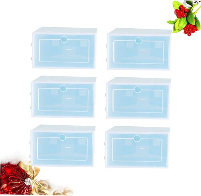 Shoe Container Set 6pcs Stackable Boxes for Shoes Large Size Clear Plastic Home Office Storage Solution