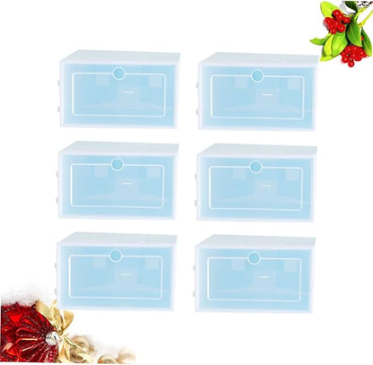 Shoe Container Set 6pcs Stackable Boxes for Shoes Large Size Clear Plastic Home Office Storage Solution