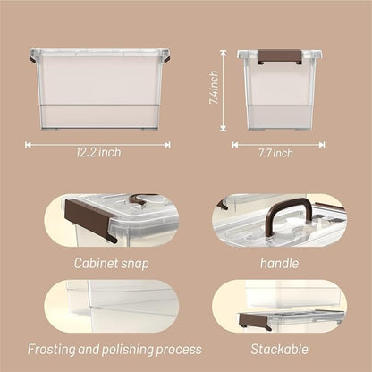 7-Quart Clear Plastic Storage Bins with Lids, 5-Pack Durable Stackable Organization Container with Lock Buckle and Handle