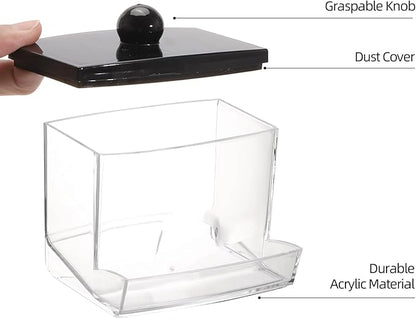 Tbestmax 10oz Qtip Holder Dispenser Big Clear Bathroom Organizer Accessories Decor for Storage-Qtips Cotton Ball Holder Apothecary Jars, Cotton Swabs, Floss Container - Black Lid