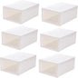 Gatuida 6pcs Large Plastic Shoe Storage Boxes with Flip- Design, Thickened Stackable Shoe Organizer for Closet Storage, Pearl White