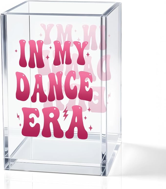 In My Dance Era Acrylic Cosmetic Holder, Funny Makeup Brush Holder Gifts for Dancer Cheer Leader Women Girls, Bathroom Vanity Organizer for Make up Brushes, Dance Team Coach Gifts